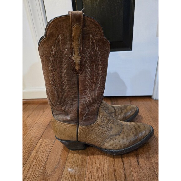 MENS BLACK JACK COWBOY OSTRICH SKIN BROWN BOOTS SIZE 9.5 main image 7